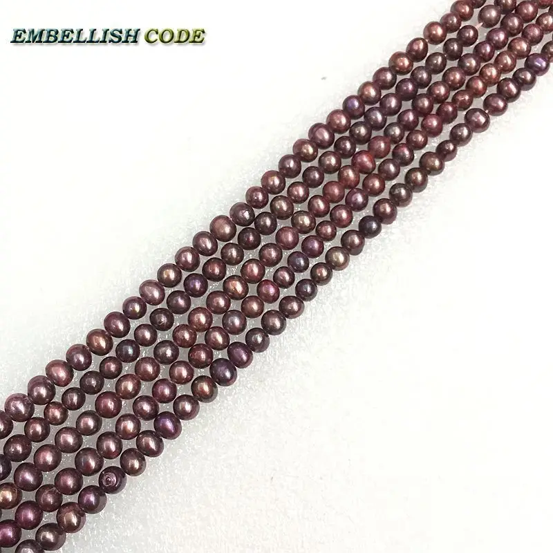 DIY low quality low price wine dark red real pearl beads 5-6mm nearroud shape Strand (about 72pcs/lot) natural Freshwater pearls