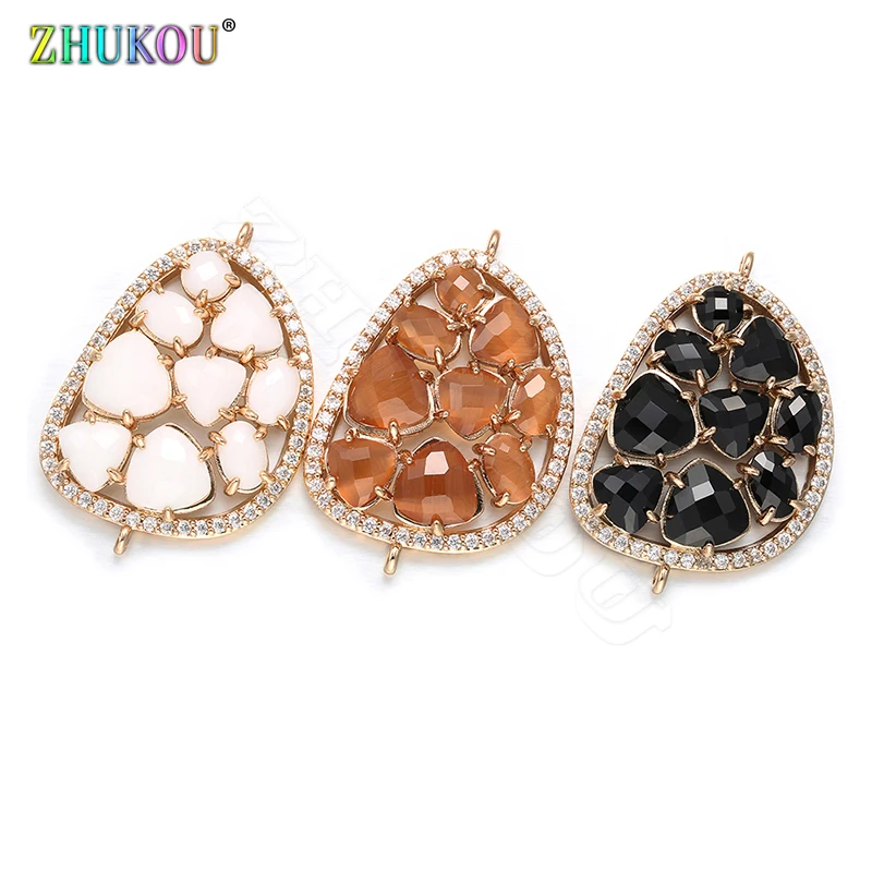 ZHUKOU 23*35mm multi-color D letter earring Jewelry Connectors Crystal Pendant with Bling cz stones Jewelry Findings Accessories