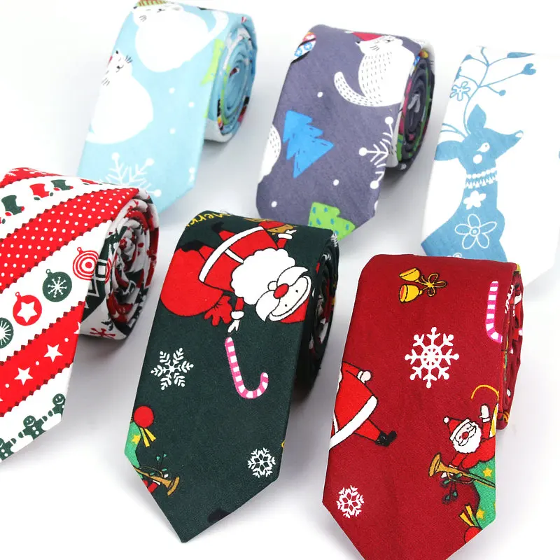 2019 Brand New Hot Sell Men's Fashion Christmas Slim Neck Ties For Man Casual Skinny Tree Printed Adults Male Necktie Corabtas