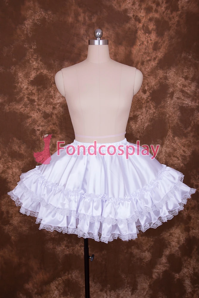 fondcosplay adult sexy cross dressing sissy maid short White Satin Petticoat Accessories CD/TV[Q001]