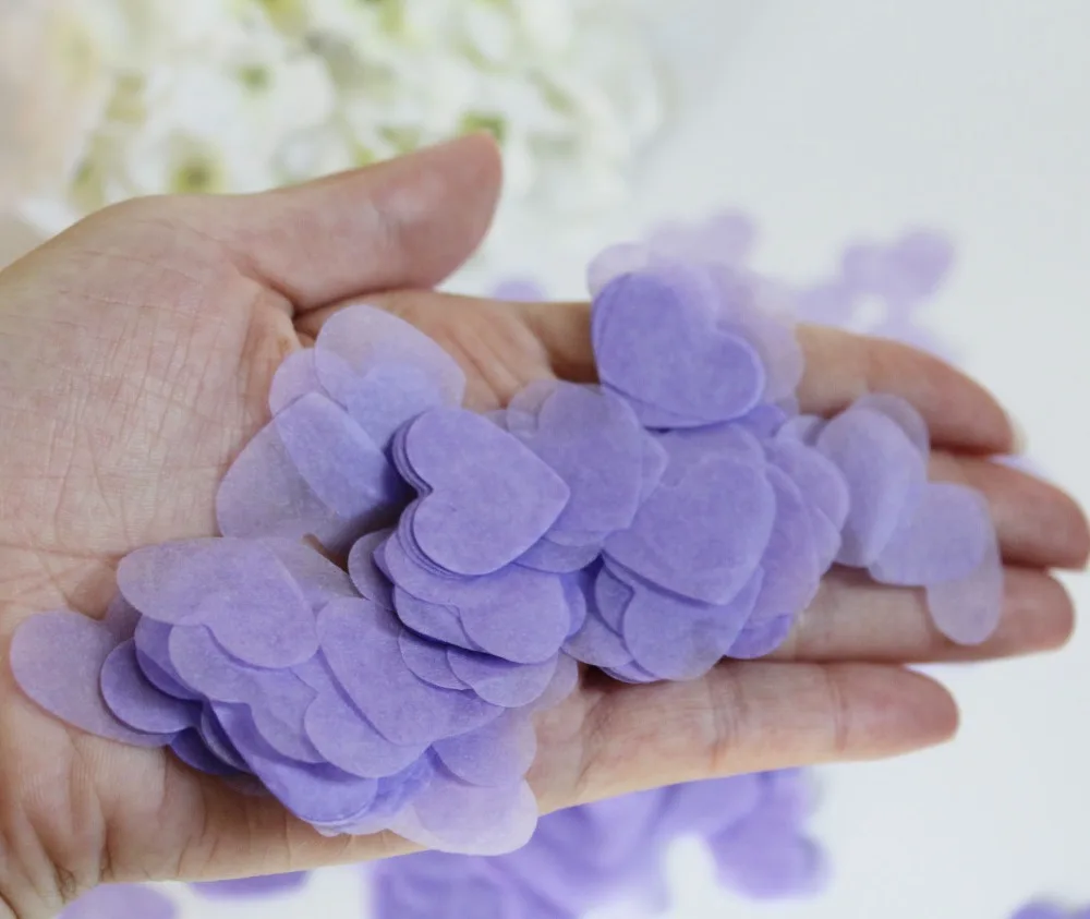 3cm Purple violet lilac heart tissue paper wedding guest flower girls throwing confetti biodegradable 2500 balloons decoration