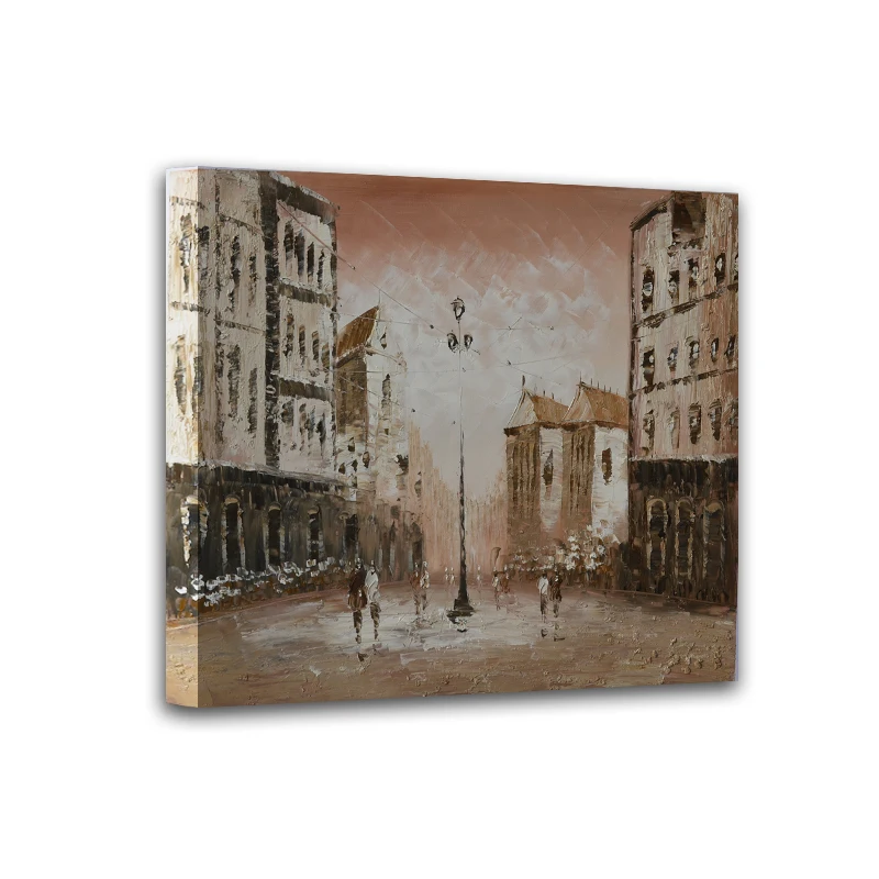 

Modern home decor hand-painted oil paintings restoring ancient ways of city street landscape art pictures DM15062717