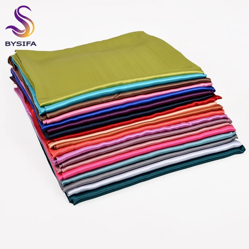 [BYSIFA] Candy Color Square Scarves Women Luxury Large Satin Silk Scarf Shawl Spring Autumn Winter Muslim Head Scarf 110*110cm