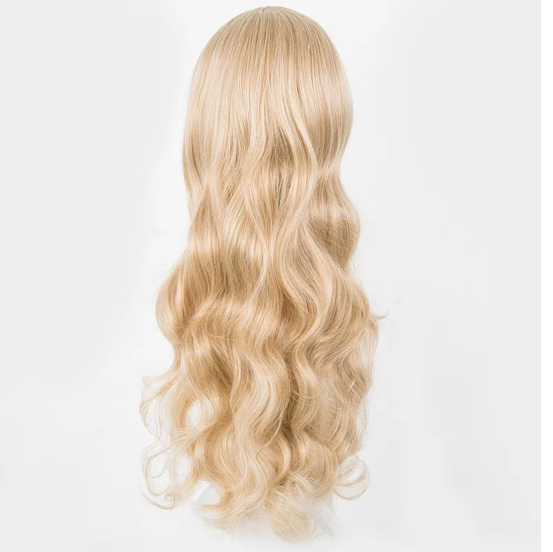 Blonde Wigs Fei-Show Synthetic Heat Resistant Fiber Long Curly Middle Part Line Hair Peruca Women Female Salon Party Hairpiece