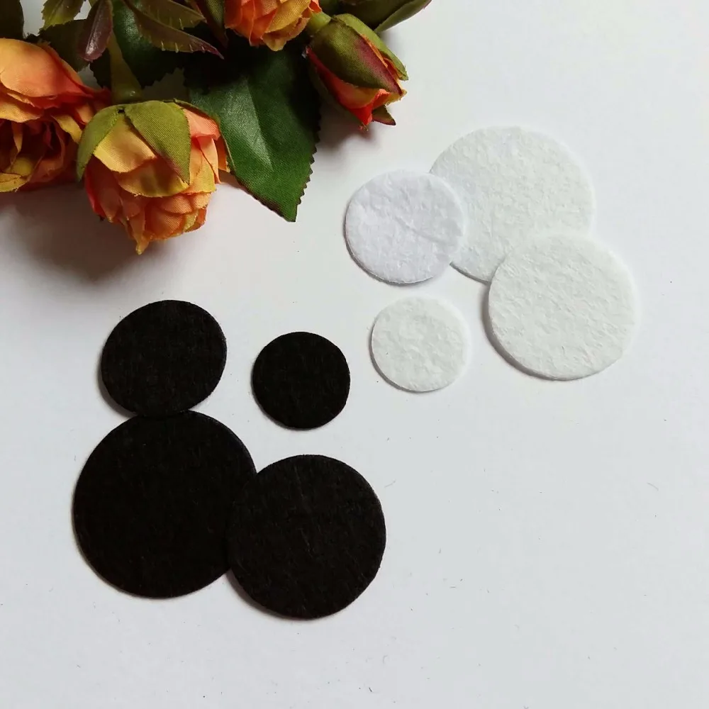 100pcs/lot White Black Round Felt Fabric Pads Eco-friendly Patches Circle Felt Pad for Fabric Flower Accessories DIY Scrapbook