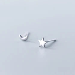 MloveAcc 100% 925 Sterling Silver Star Luna Orecchini Con Perno Per le donne In Argento Piccolo Carino Orecchini Gioelleria Raffinata E Alla Moda Brincos