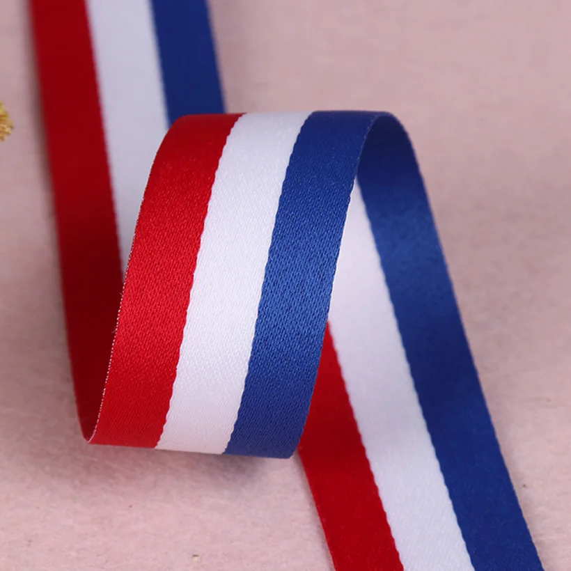 10 meters Red White Blue Webbing Strap10mm-40mm width Color Webbing Tape Lace Ribbon Gift Wrapping Decoration DIY Medals Strap