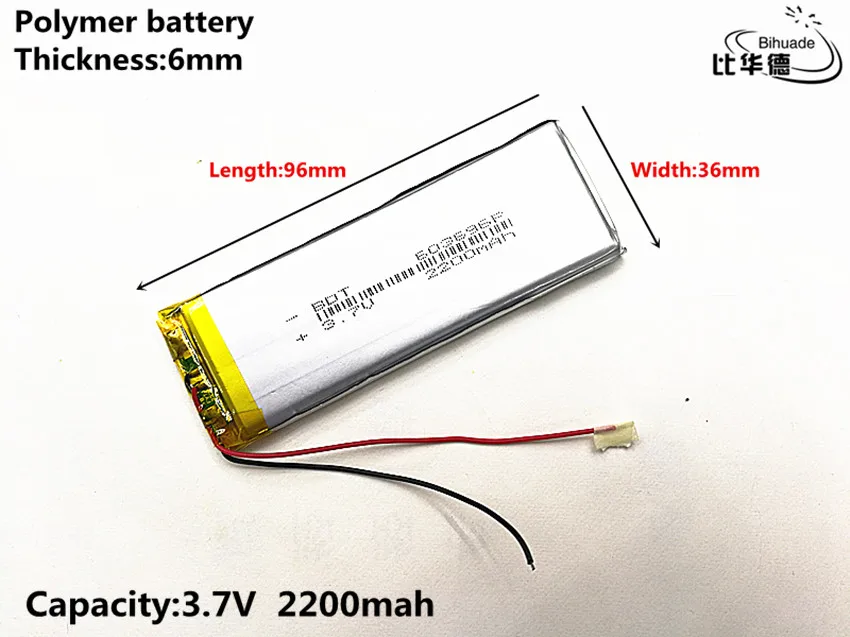 10pcs/lot Good Qulity 3.7V,2200mAH,603696 Polymer lithium ion / Li-ion battery for TOY,POWER BANK,GPS,mp3,mp4