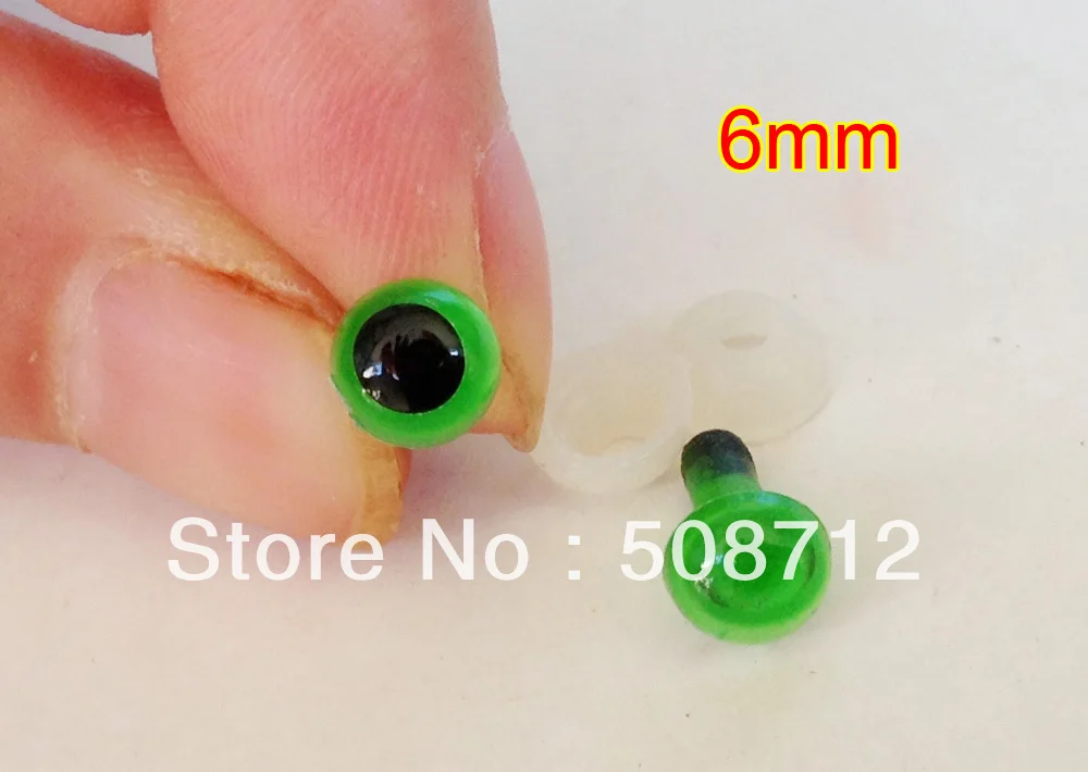 

Free shipping!!!!DIY felt toy ------200pcs 6mm Green Plastic Safety Eyes With Safety back /Green pupil toy eyes