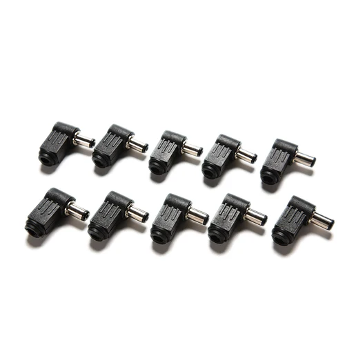 Imagen 2 del producto Cable de alimentación de CC, conector adaptador de punta, color negro, 10 piezas, 90 grados, ángulo recto, 2,1x5,5mm, 2,1mm