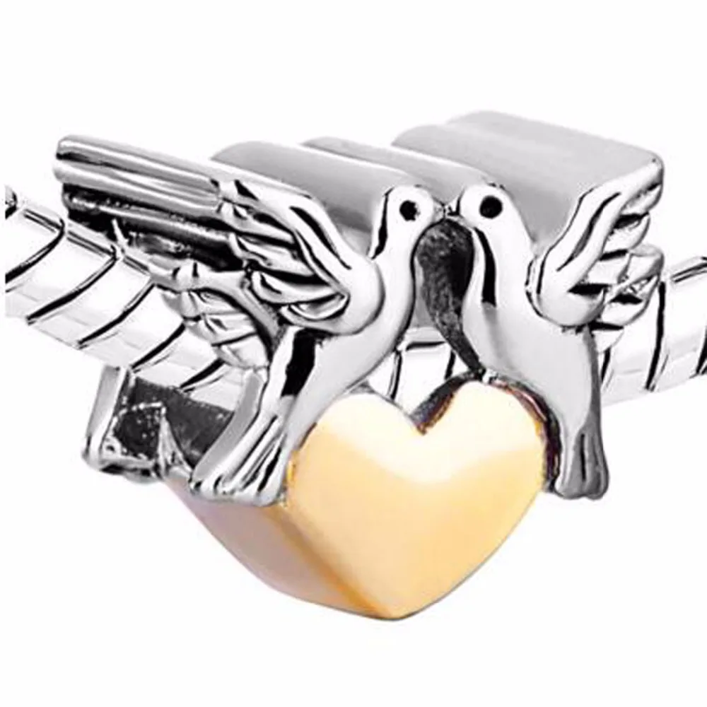 2023 New Slide Charm Genuine Silver Color Beads Fit Pandora Bracelets Love Dove Charm Bracelets and Jewelry Accessories