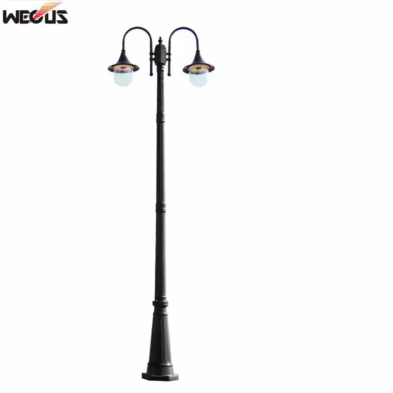 Lámpara de doble cabezal para iluminación de carreteras, luz impermeable para exteriores, patio, paisaje, jardín europeo, 2,6 M