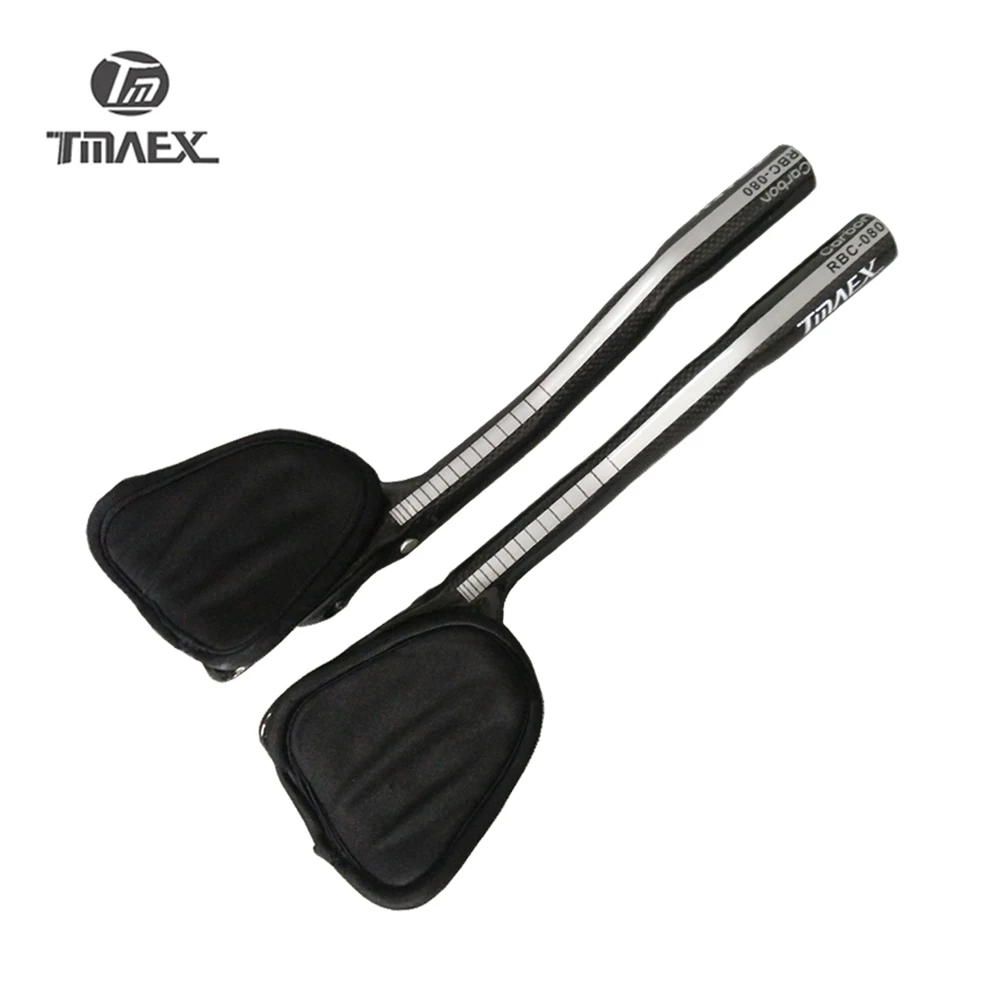 

TMAEX-080 3K Silver TT Handlebar TT Ends Handlebar Carbon Fiber Road Bike Deputy Bar Rest Handlebar TT Bar Emds Length 340mm