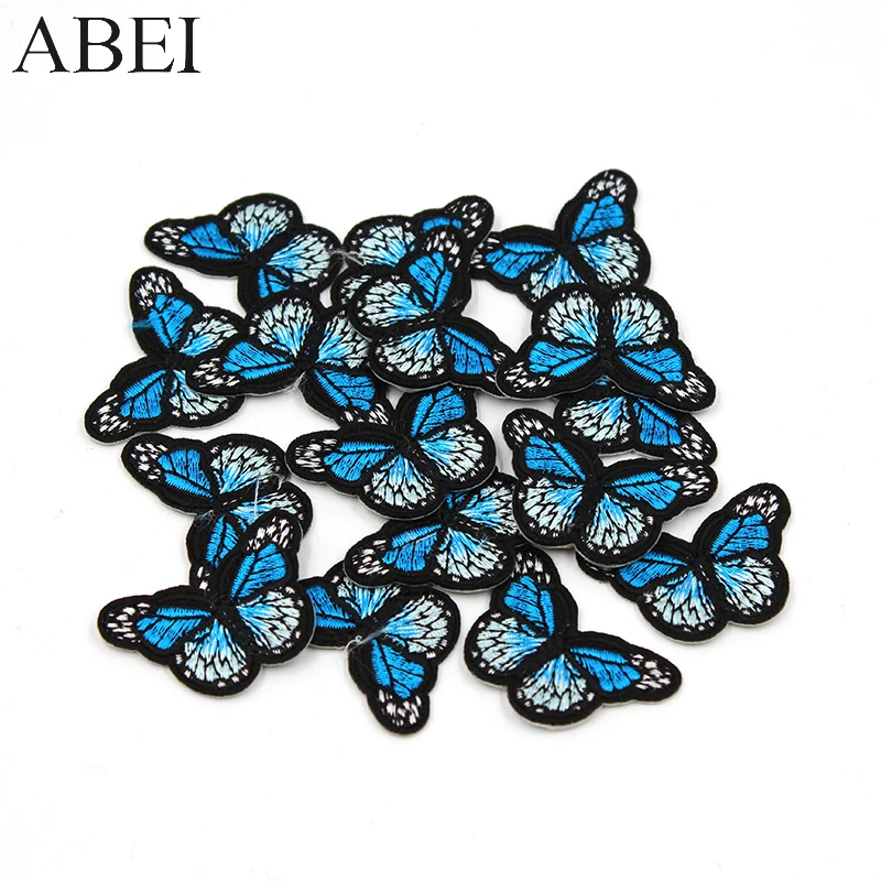 10pcs/lot Embroidered Butterfly Patches Iron Bags Stickers Diy women girl dress appliques Handmade sewing garment accessories