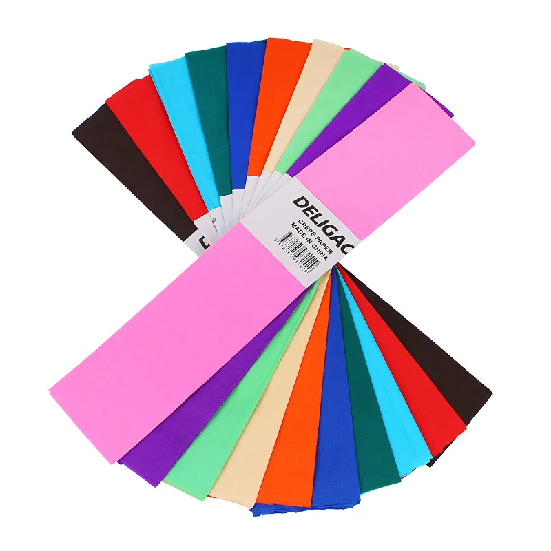 10pcs Mix High Quality Origami Crinkled Crepe Paper Craft DIY Flower Wrapping Fold Scrapbooking Gift Party Decoration Garland