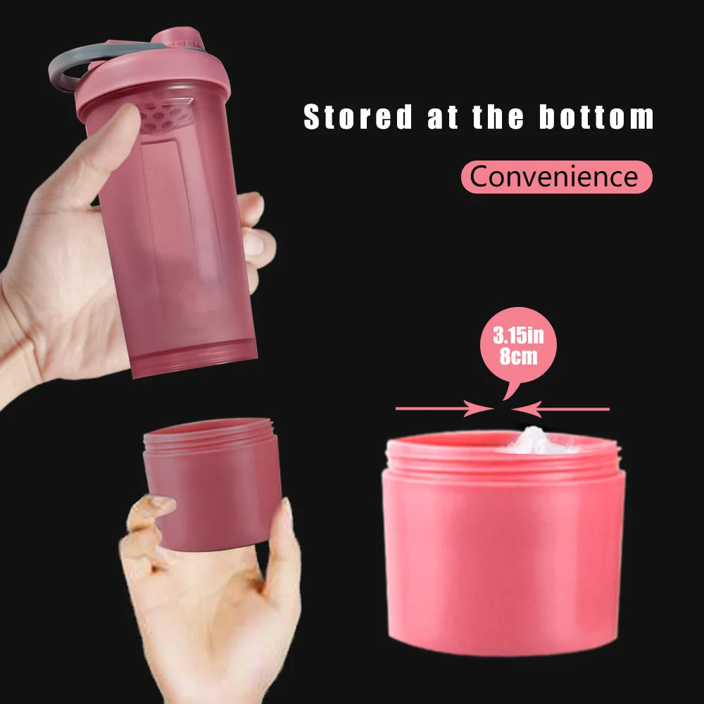 Women Sports Water Bottle Girls Protein Shaker Bottles With Mixing Ball 600ml Leak Proof BPA Free Drink Bottle Sport Gym Fitness