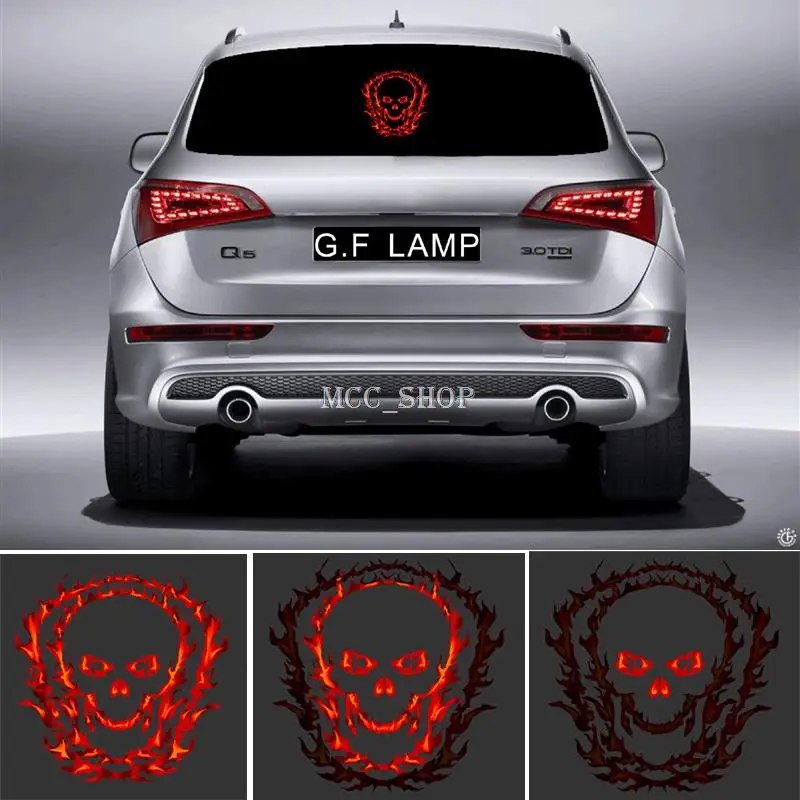 40*30cm Car Sticker Music Rhythm Ghost Head LED Flash Light Sound Activated Equalizer