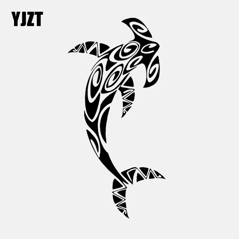 YJZT 8.1CM*16.7CM Fishing Hammerhead Fish Car Sticker Vinyl Decal Decor Art Black/Silver C24-0721