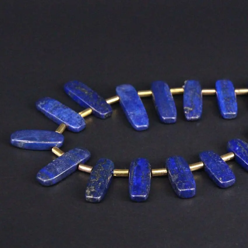 Approx20PCS/strand Top Drilled Lapis Lazuli Slice Stick Loose Beads,Natural Gems Stone Slab Nugget Pendants Jewelry Making
