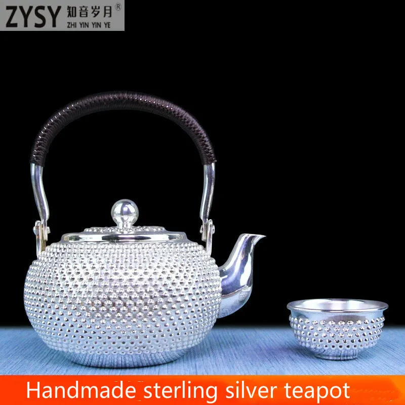 S999 sterling silver kungfu tea set portable teapot tea cup tea set tea ceremony teapot set