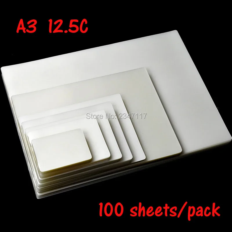 

1Pack A3 420x305mm 125 Mic Film for Laminator PET Material Fillet Side Design Waterproof/Moistureproof/Fade-proof 100 Sheets