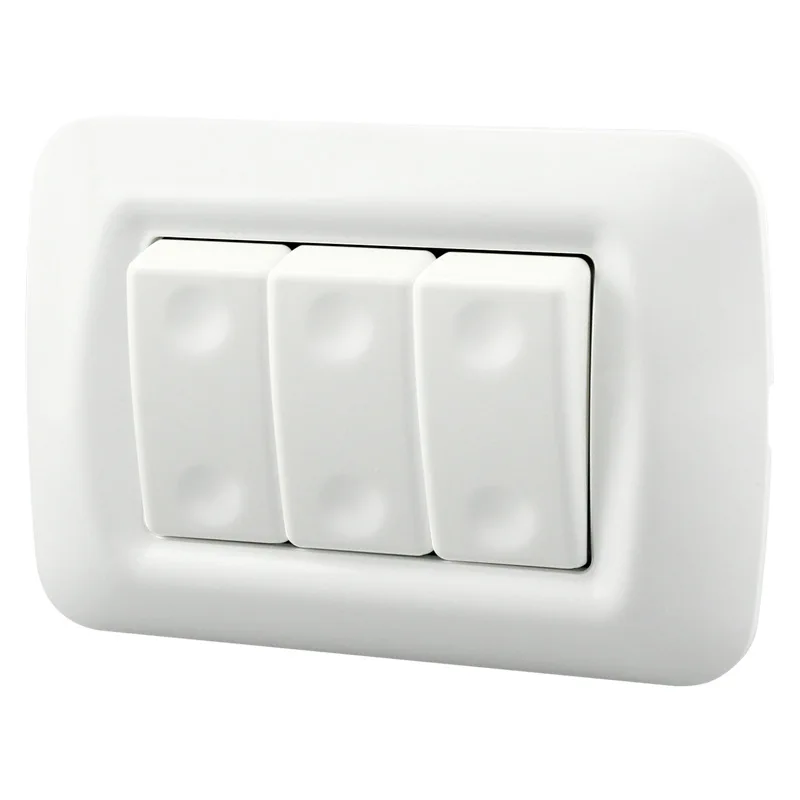 118mm 3Gang Italy Isreal Standard Household Wall Electrical 1Way Switch White PC Safety flame-retardant Panel