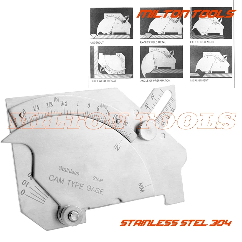 Medidor de soldadura de puente de leva de MG-8, acero inoxidable, tipo de leva, prueba de calibre de soldadura, calibrador de inspección de soldador Ulnar