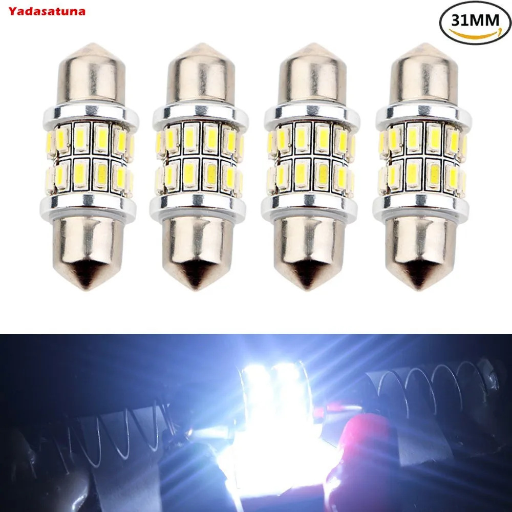 4 Miếng 31Mm 36Mm 39Mm 41Mm 24 LED SMD 3014 Blanca Festoon Tipo Fusible Luces De boveda Lampara 212 211-2 Nội Thất Coche