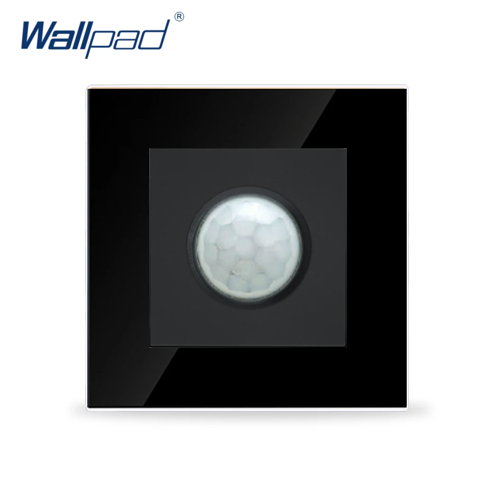 

Hot Sales Wallpad Luxury Black Tempered Glass Panel 86*86mm 110V-250V UK EU Human Sensor IR Corrior Stair Light Switch