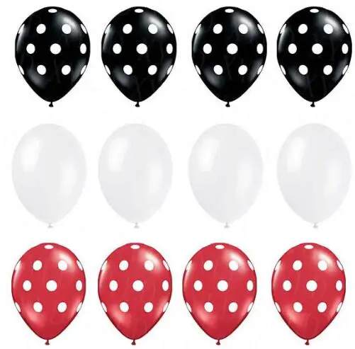 12pcs/lot Ladybug Black Red White Yellow Spot Latex Balloons Polka dot Wave point globos Baby boy Birthday Party Decor Wedding