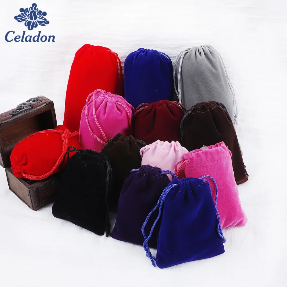 10 pcs/lot High Quality Multi Color Velvet Pouches Jewelry Packaging Display Drawstring Packing Gift Bags  Pouches