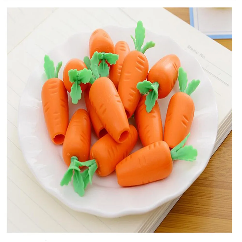 40 pcs per lot Carrot Rubber Eraser Funny Stationery Pencil Eraser the Best Primary School Supplies