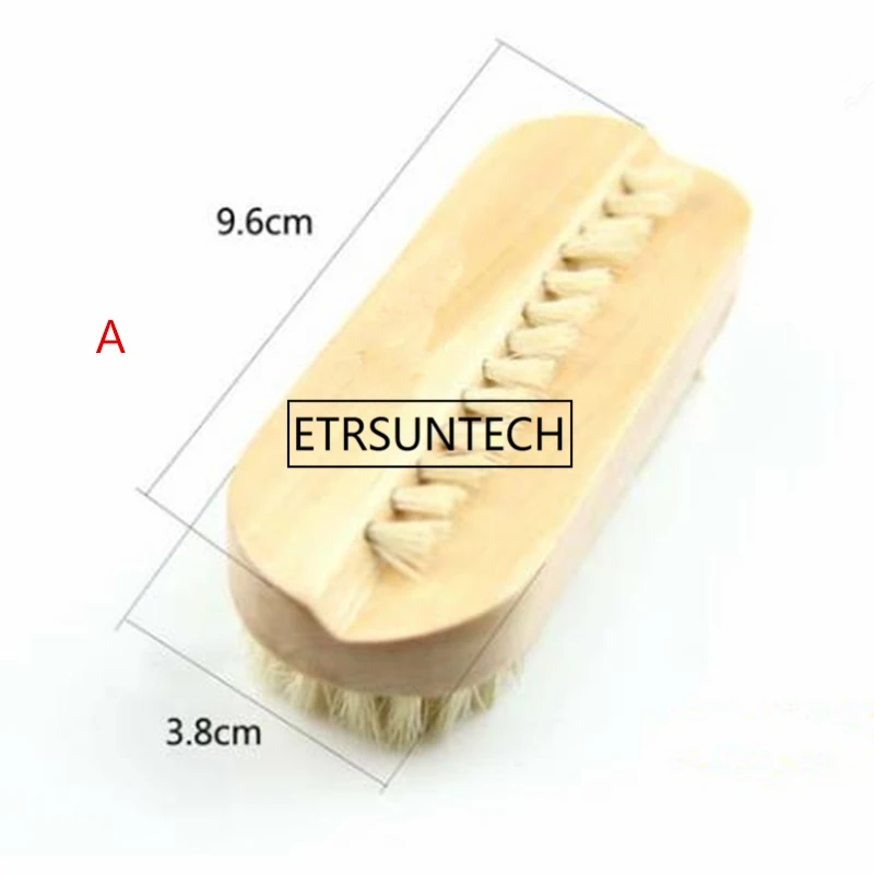 Nail Art Trimming Bristle Brush Wooden Double Sided Handle Manicure Pedicure Scrubbing Nail Bath Brush F1786