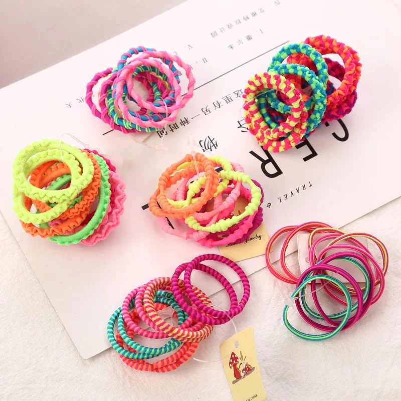 

100PCS/Lot 3CM New Girls Fashion Color Elastic Hair Band Lovely Children Hair Ropes Hair Accessories Mix Rubber Bands Headwear