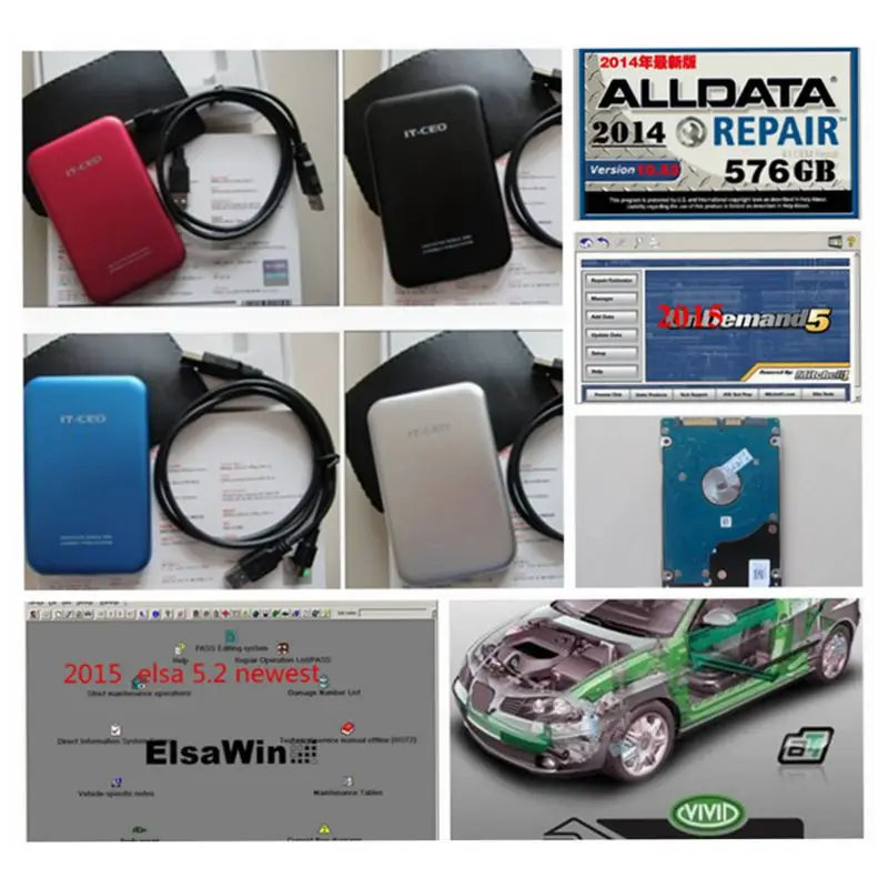 

Alldata Software for All Cars and Trucks All data 10.53+Vivid WorkShop data+Elsa/Win 5.2+1000GB HDD 49IN1 3.0 USB