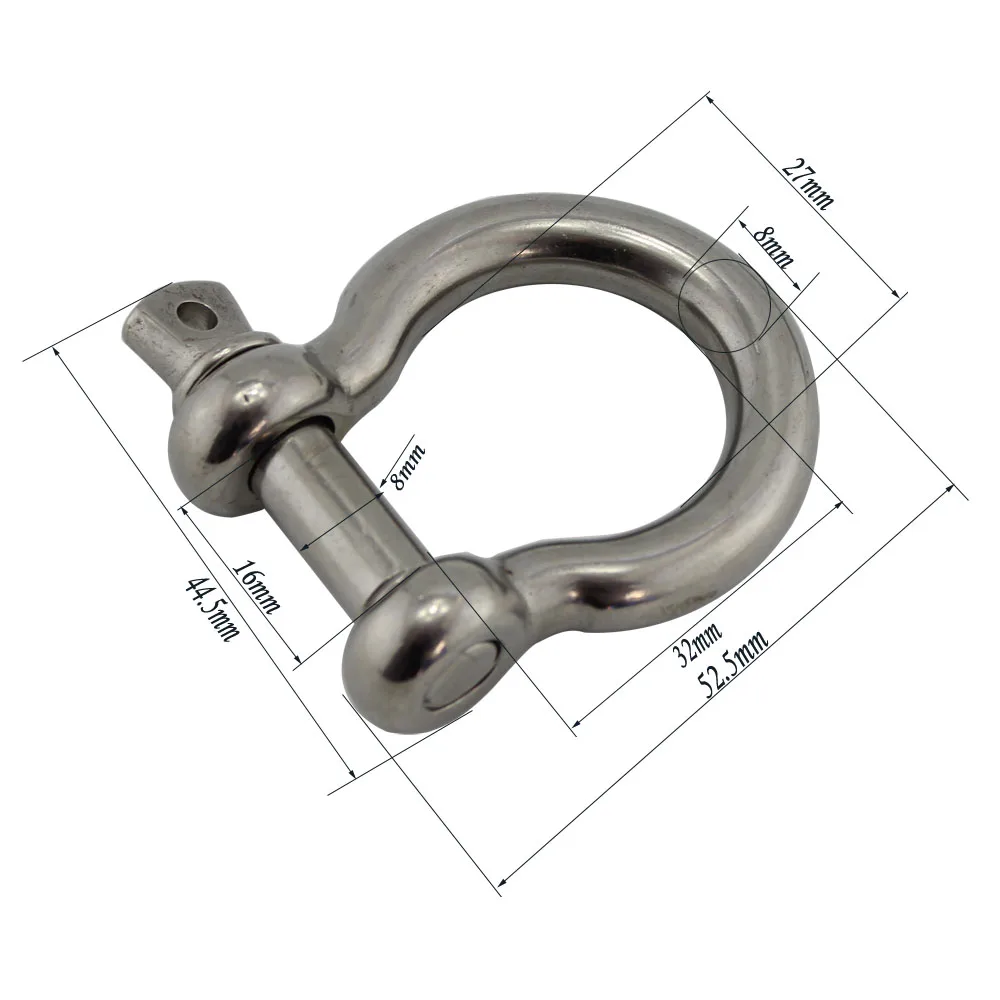 Stainless Steel Bow shackles for Connections of Chains or Wire Rope Adjustable Paracord Bracelet Survival Buckles 10pcs 8mm