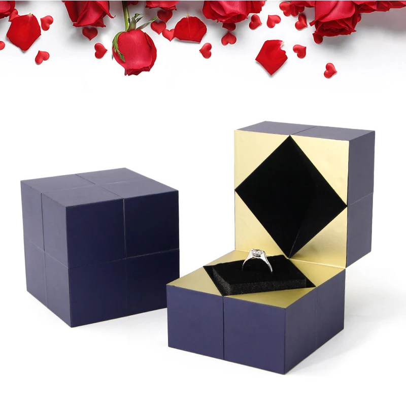 Ring Box For Propose Marriage Jewelry Valentine's Day Gift Creative Magic Cube Romantic  Wedding Ceremony Storage Display Girl