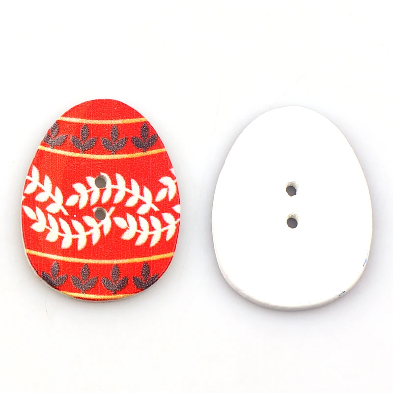 Fashion Egg Craft 50PCS 24*31MM Mixed BeautifulWooden Buttons Easter Eggs Painting 2 Hole Fit Sewing DIY Scrapbooking Craft