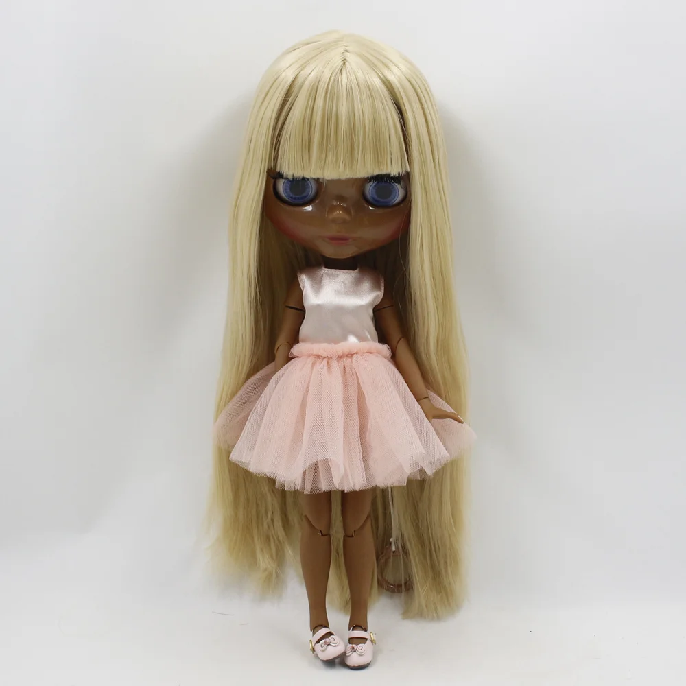 ICY DBS Blyth bjd dolls super black skin tone darkest skin black Wild straight hair joint body 280BL538