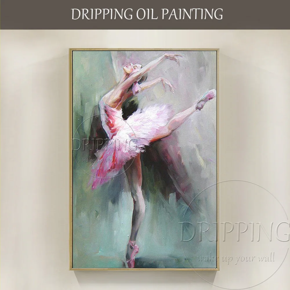 Skilled Painter Team Hand-painted High Quality Impression Ballerina Figure Oil Painting Handmade Ballet Lady Dancer Oil Painting