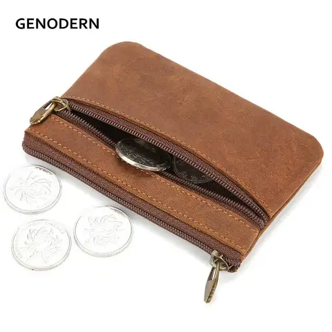 Vintage Crazy Horse Leather Coin Wallet GENODERN