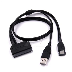 2 in 1 Hard Disk Drive SATA 22Pin to eSATA Data USB Powered Cable Adapter 50cm Use for HDD 2.5