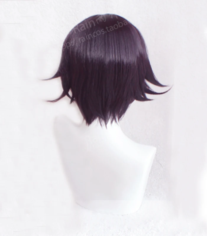 Game New Danganronpa V3 Koukichi Kokichi Ouma Purple Ombre Hair Short Wig Heat Resistant Synthetic Hair Wigs + Free Wig Cap