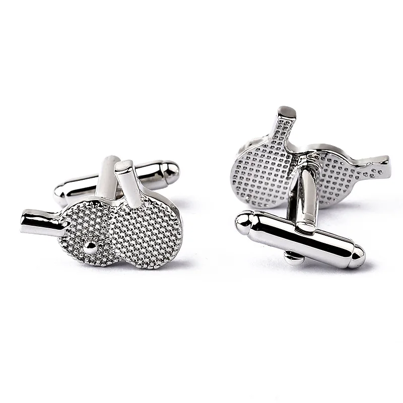 New Luxury Birthday Gifts Brand Cuff Button French Cufflinks For Men Table Tennis Shirt Racket Ping Pong Sport Cuff Button