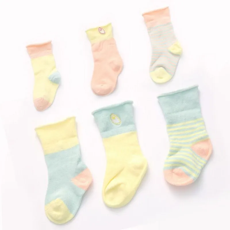 6 Pieces/lot=3Pairs Cotton Striped New Born Baby Socks Girls and Boys Short Socks Spring Style