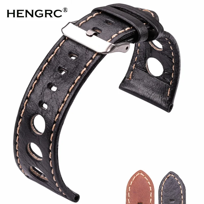 Correa de reloj de cuero genuino para mujeres y hombres, correa de reloj fina suave, 22mm, 24mm, negro, marrón, correa de reloj con hebilla de Pin