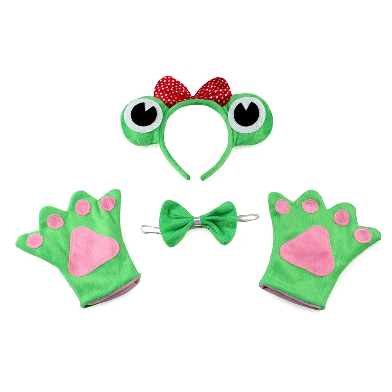 Halloween cosplay girl Frog Prince princess costume Headband Tutu Skirt Tie Set Kids Children Birthday Party gift Prop