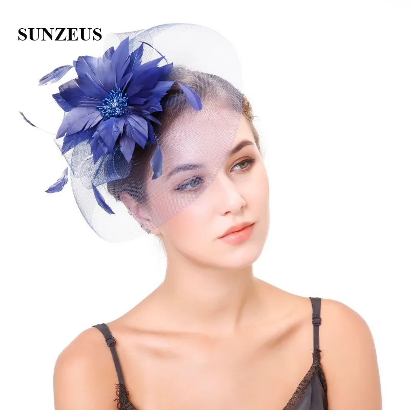 Feathers Flowers Attractive Ivory Bridal Wedding Hats Tulle Women's Party Hair Accessories Fascinators sombrero boda SH53