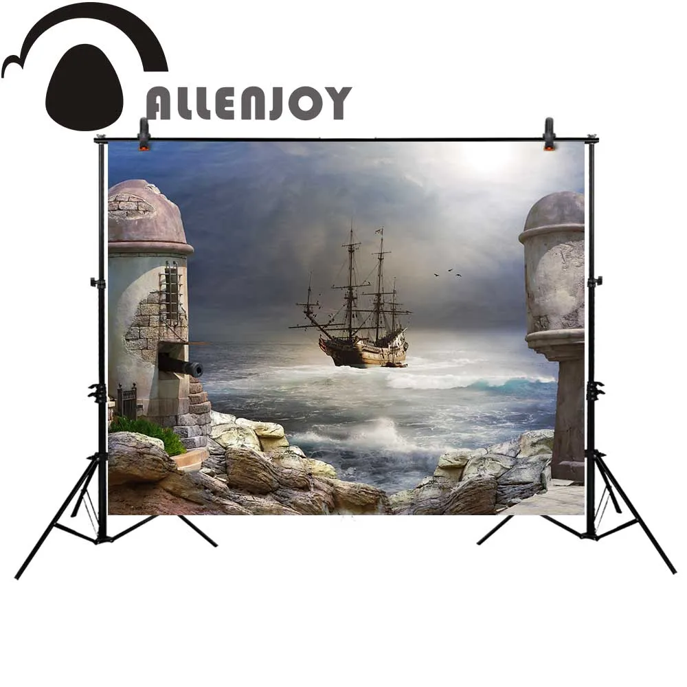 Allenjoy pirate photography backdrop painting house storm sea cartoon vintage Background  photobooth photocall photo studio