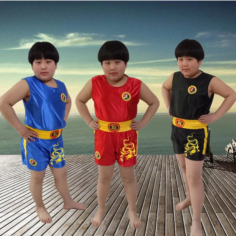 Traje de boxe sem mangas para meninos e meninas, roupas com cintura elástica, uniforme de boxe para crianças e meninas, traje de desempenho do palco